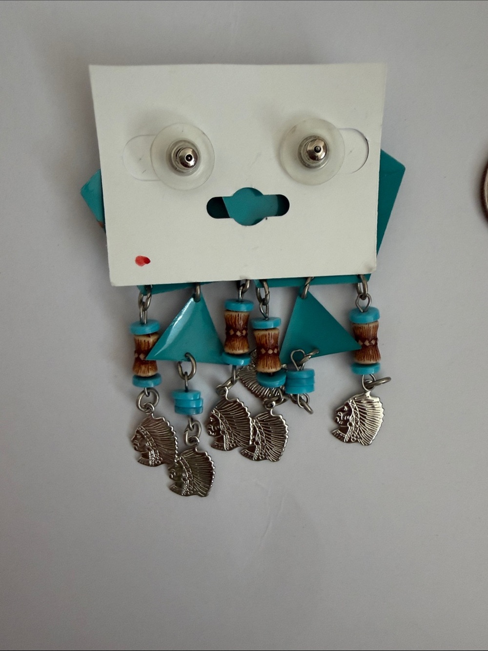 VINTAGE Turquoise Southwest Dangle Earrings with Silver Charms - Picture 2 of 2